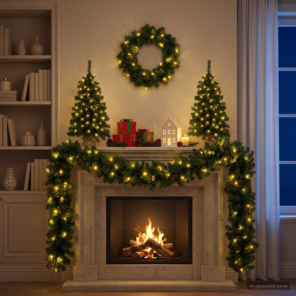 Mini Christmas Tree Set PVC Green 60 cm with LEDs