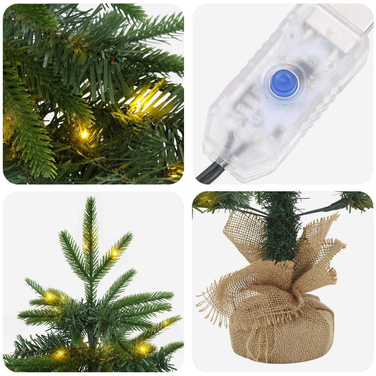 Mini Christmas Tree 90 cm 50 LEDs Warm White PVC in Green, image 6
