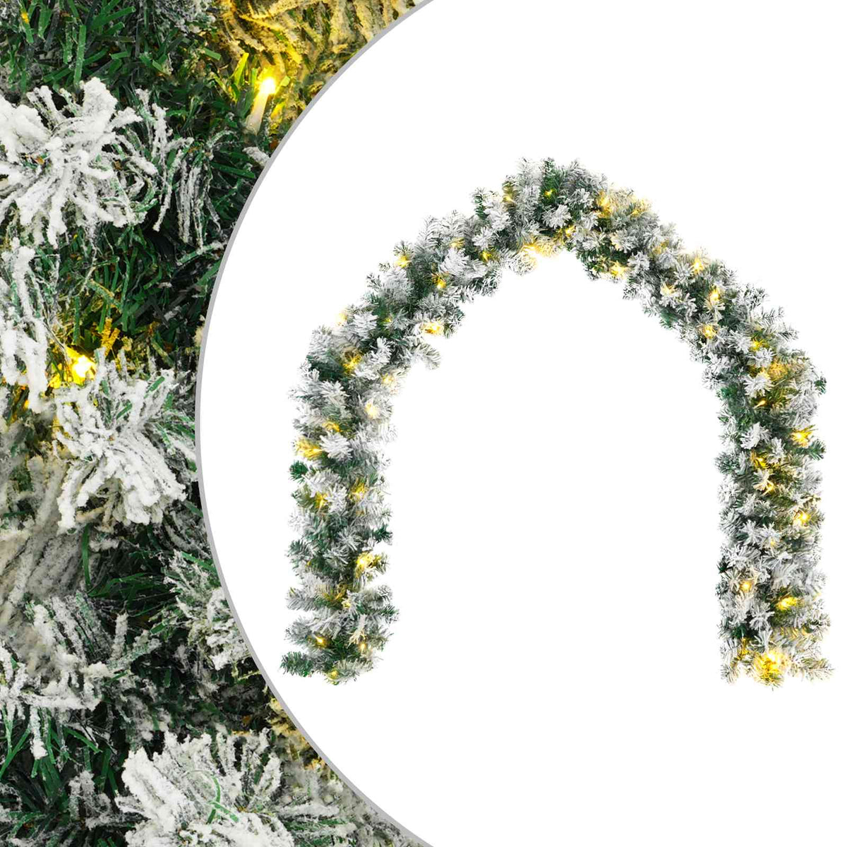 vidaXL Christmas Garland Green and White 270 cm PVC 50 LEDs 2