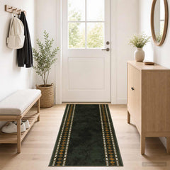 Runner Rug FLORNES Woven 67 x 200 cm PP 7 mm Width 67 cm Length 200 cm Green diamonds