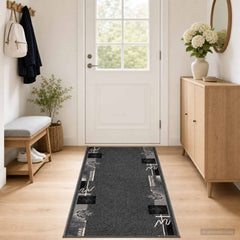 Runner Rug FLORNES Woven 67 x 200 cm PP 7 mm Width 67 cm Length 200 cm Grey leaves