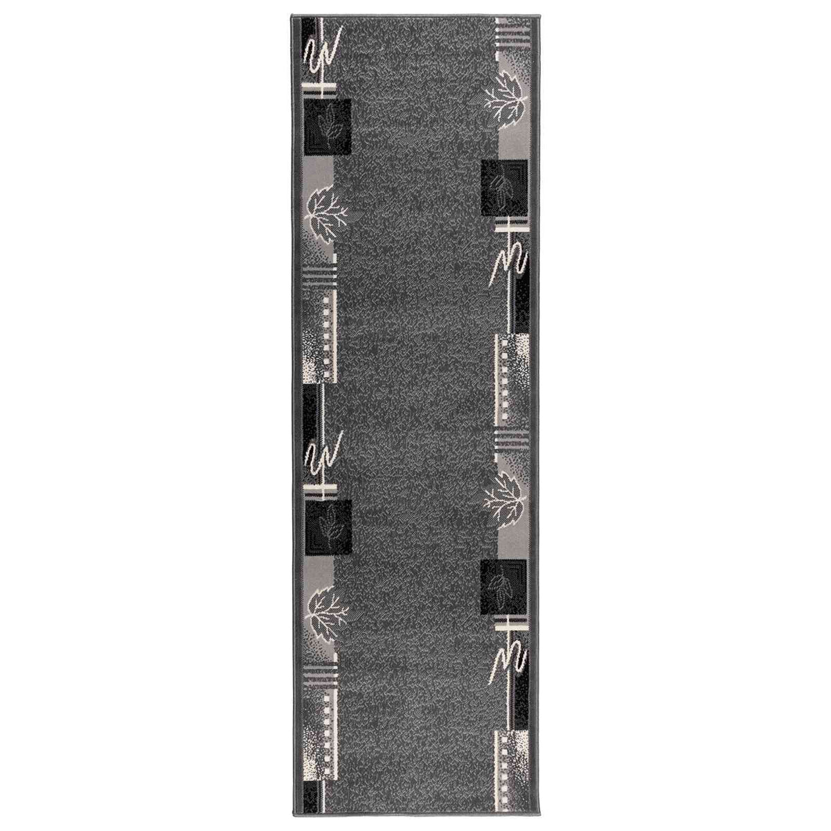 vidaXL Runner Rug FLORNES Woven Grey Leaves 67 x 200 cm PP 7 mm 2