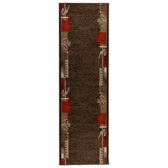 vidaXL Runner Rug FLORNES Woven Brown Leaves 67 x 200 cm PP 7 mm 2
