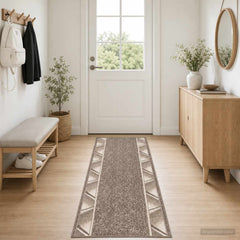 Runner Rug FLORNES Woven 67 x 300 cm PP 7 mm Taupe zigzag