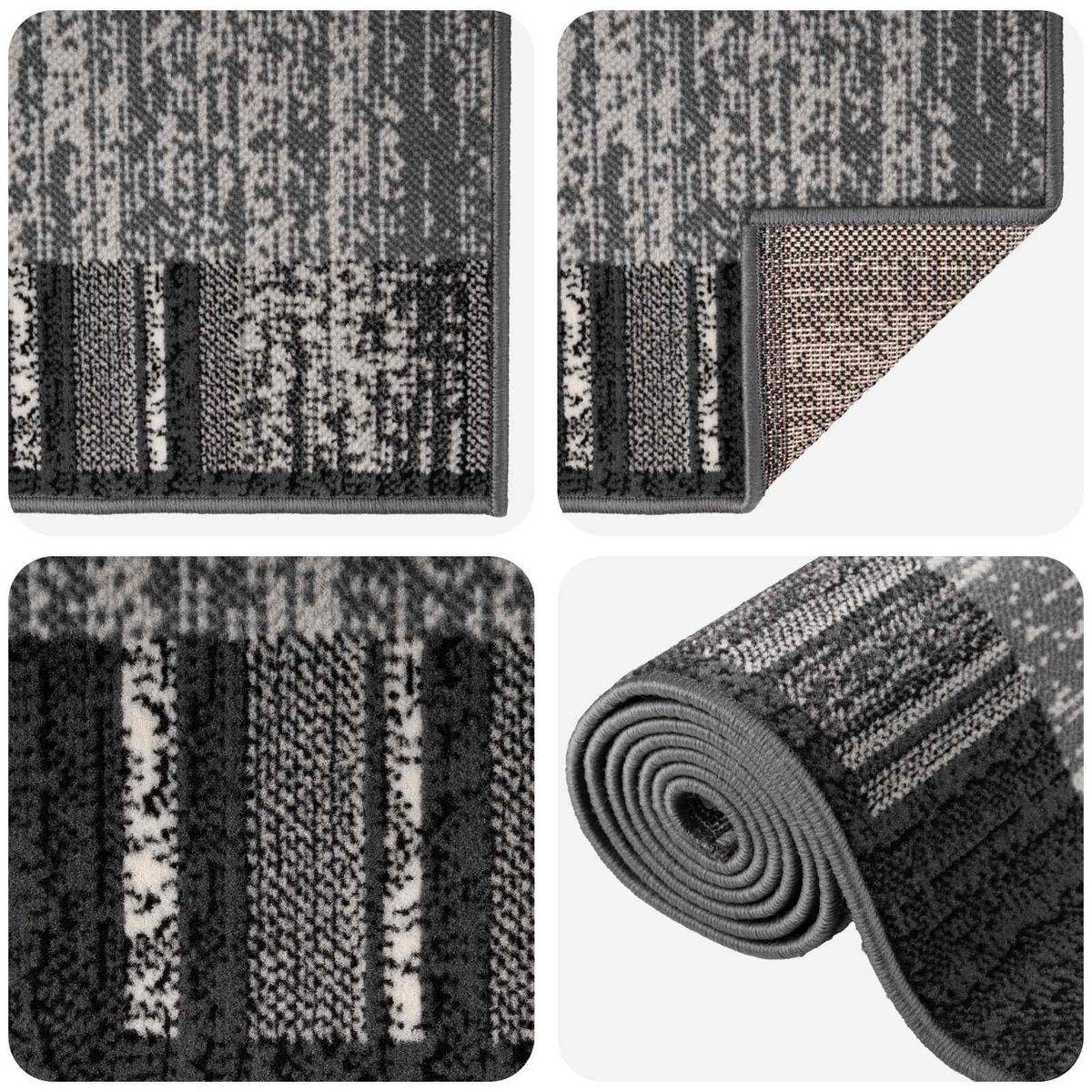 Runner Rug FLORNES Woven Grey Stripes PP 7 mm, image 3