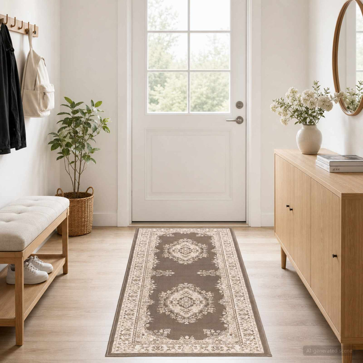 Runner Rug FLORNES Woven 67 x 200 cm PP 7 mm Width 67 cm Length 200 cm Taupe pattern