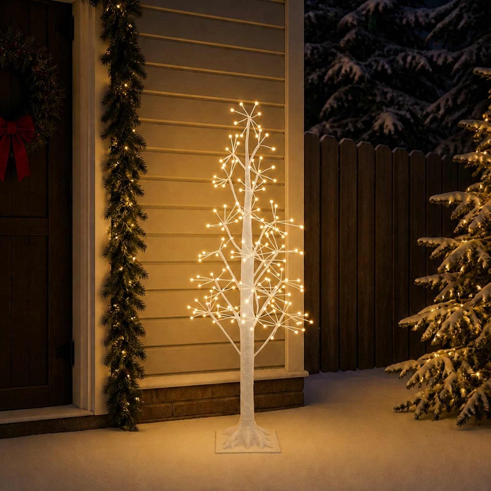 vidaXL Starburst Christmas Tree White 17 x 17 x 150 cm Plastic 3