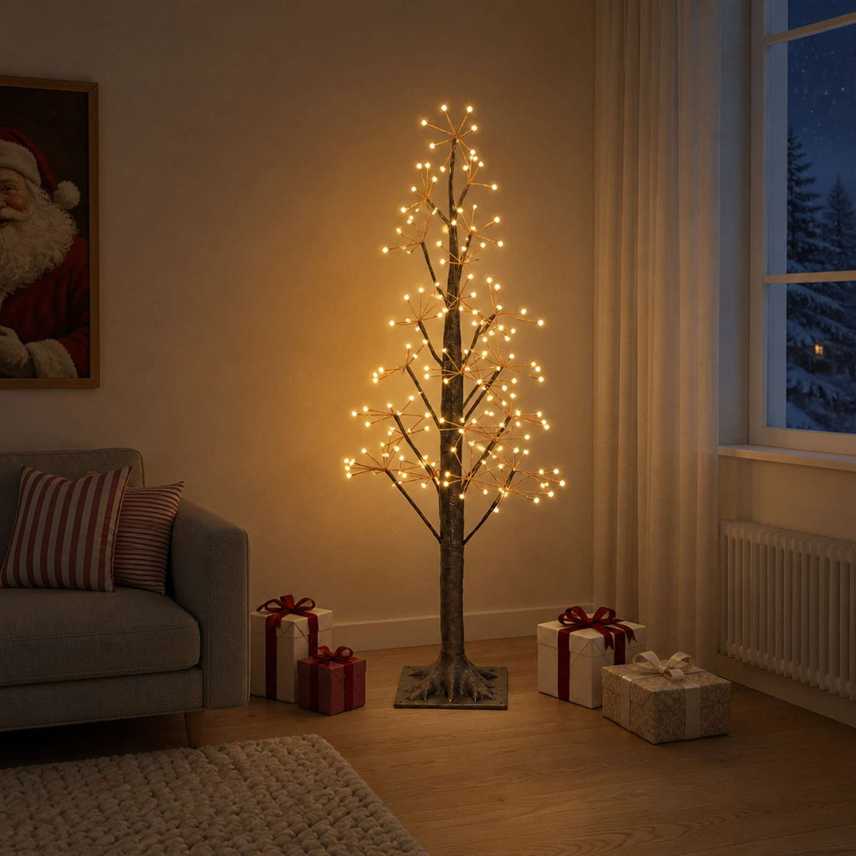 Starburst Christmas Tree White 17 x 17 x Plastic Brown (warm white)