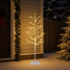 vidaXL Micro Birch Christmas Tree White 18 x 18 x 120 cm Steel 3