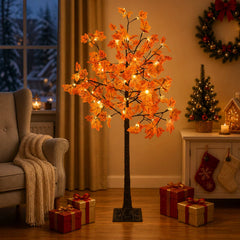 vidaXL LED Maple Christmas Tree Brown 150 cm Plastic 96 LEDs 3