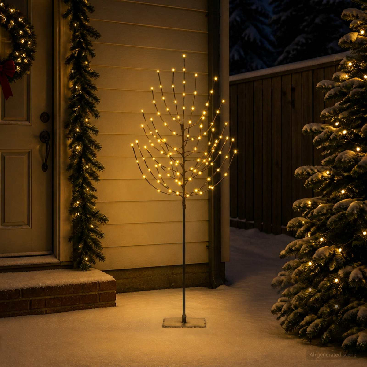 LED Christmas Tree Black Steel 100 LEDs 180 cm Warm white