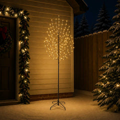 LED Christmas Tree Black Steel 100 LEDs 210 cm Warm white