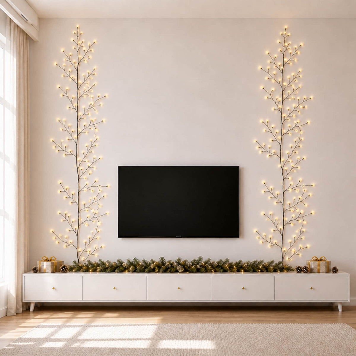 vidaXL LED Willow Vine Christmas Decoration 2 pcs Black 270 cm Steel 1