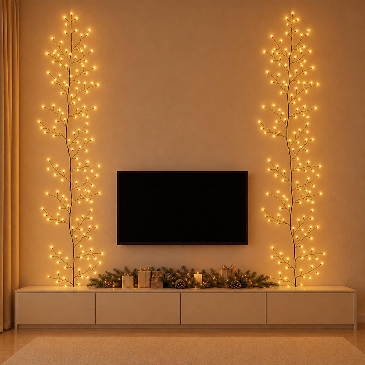 vidaXL LED Willow Vine Christmas Decoration 2 pcs Black 270 cm Steel 3