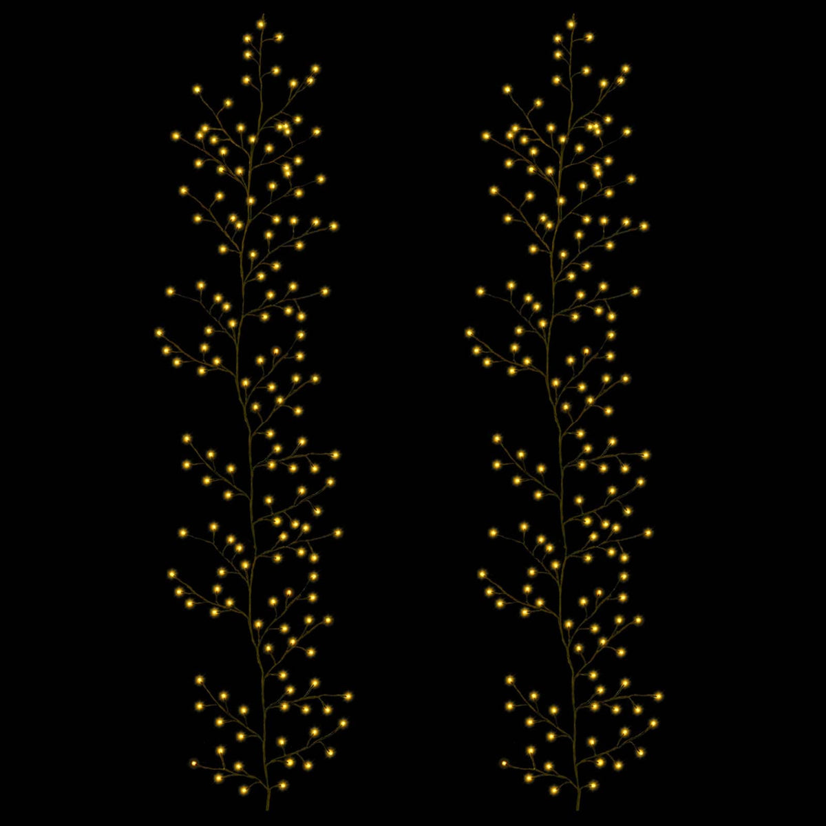 vidaXL LED Willow Vine Christmas Decoration 2 pcs Black 270 cm Steel 4