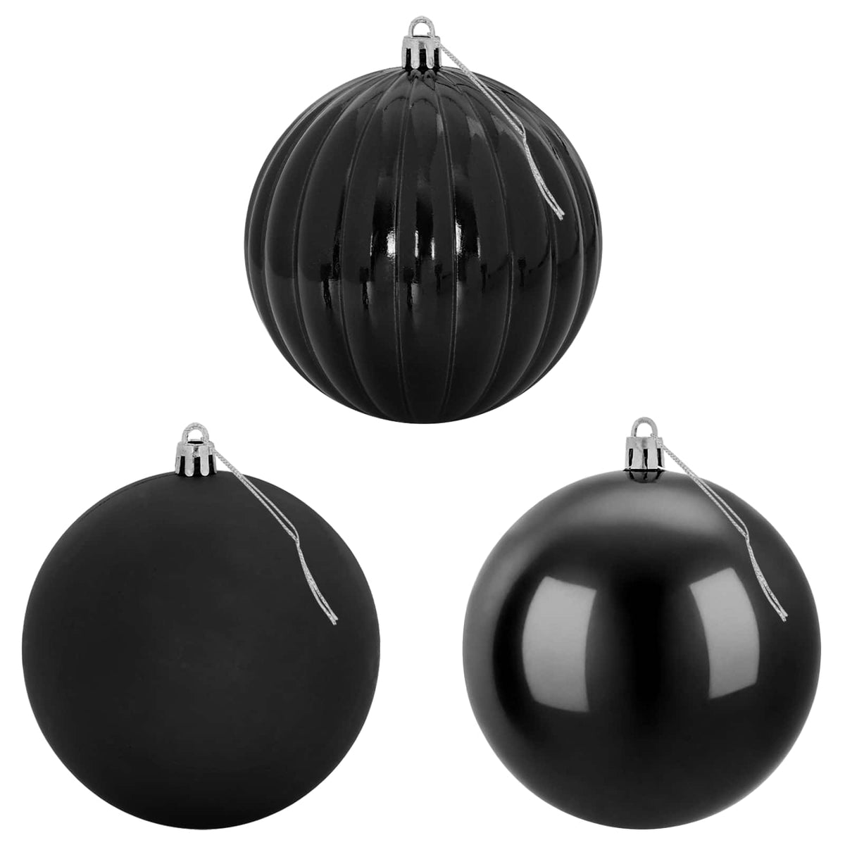 vidaXL Christmas Ball Set XXL 3 pcs Black Dia. 25 cm Plastic 3