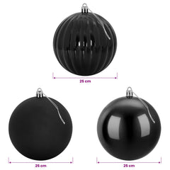 vidaXL Christmas Ball Set XXL 3 pcs Black Dia. 25 cm Plastic 5