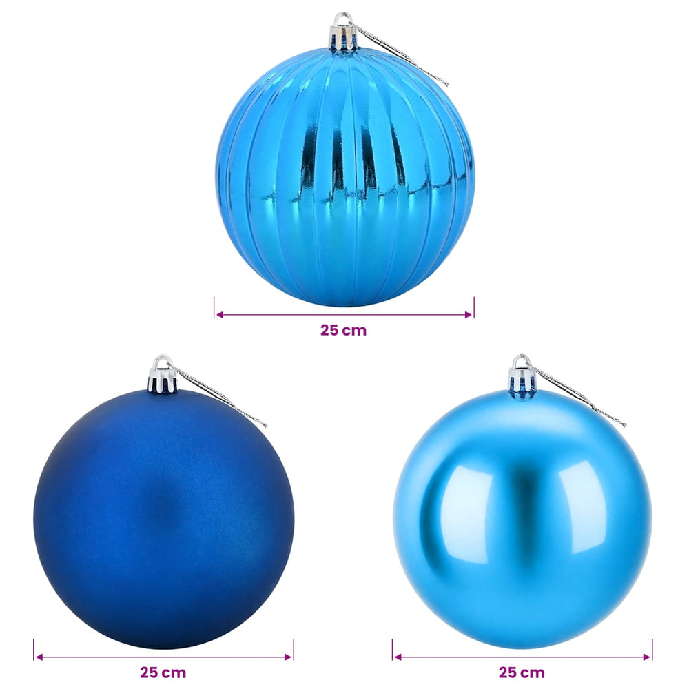 vidaXL Christmas Ball Set XXL 3 pcs Blue Dia. 25 cm Plastic 5