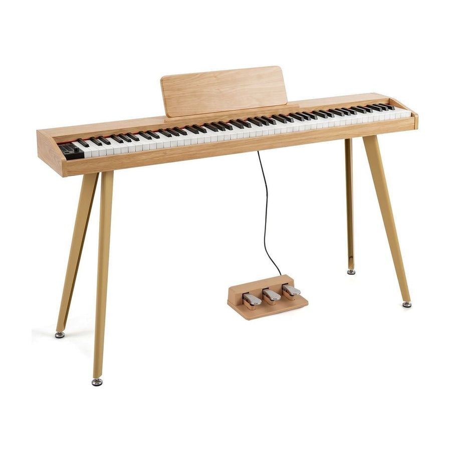 88-Key Digital Piano with 3 Pedals and 800 Tones and USB MIDI for Beginners-Natural