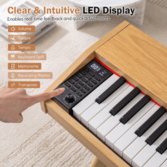 88-Key Digital Piano with 3 Pedals and 800 Tones and USB MIDI for Beginners-Natural