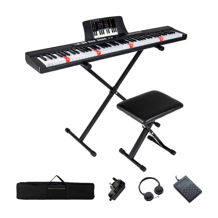 88-Key Electric Piano Keyboard Digital Piano with Adjustable Stand and Stool-Black