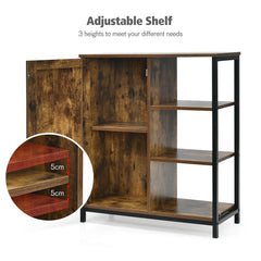 Industrial Styled Freestanding Storage Cupboard with 3 Side Shelves