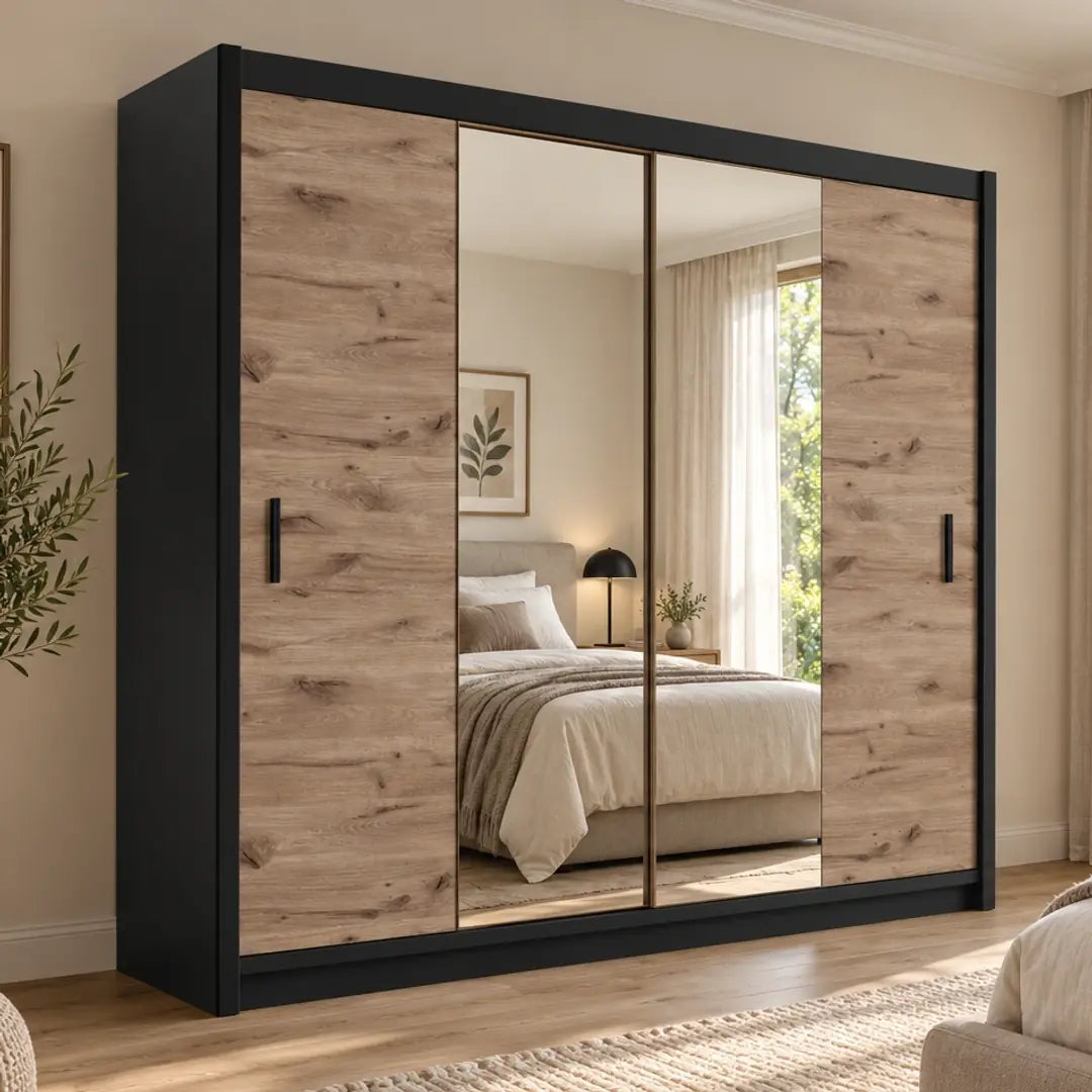 Lisbon II Sliding Door Wardrobe 203cm in Black, image 7