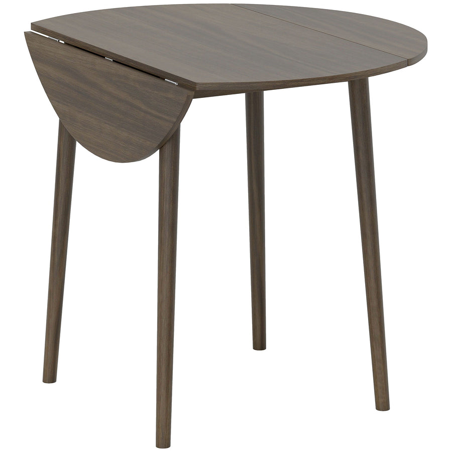 HOMCOM Folding Dining Table for 4, Round Drop Leaf Table, Modern Space Saving Small Kitchen Table with Wood Legs for Dining
