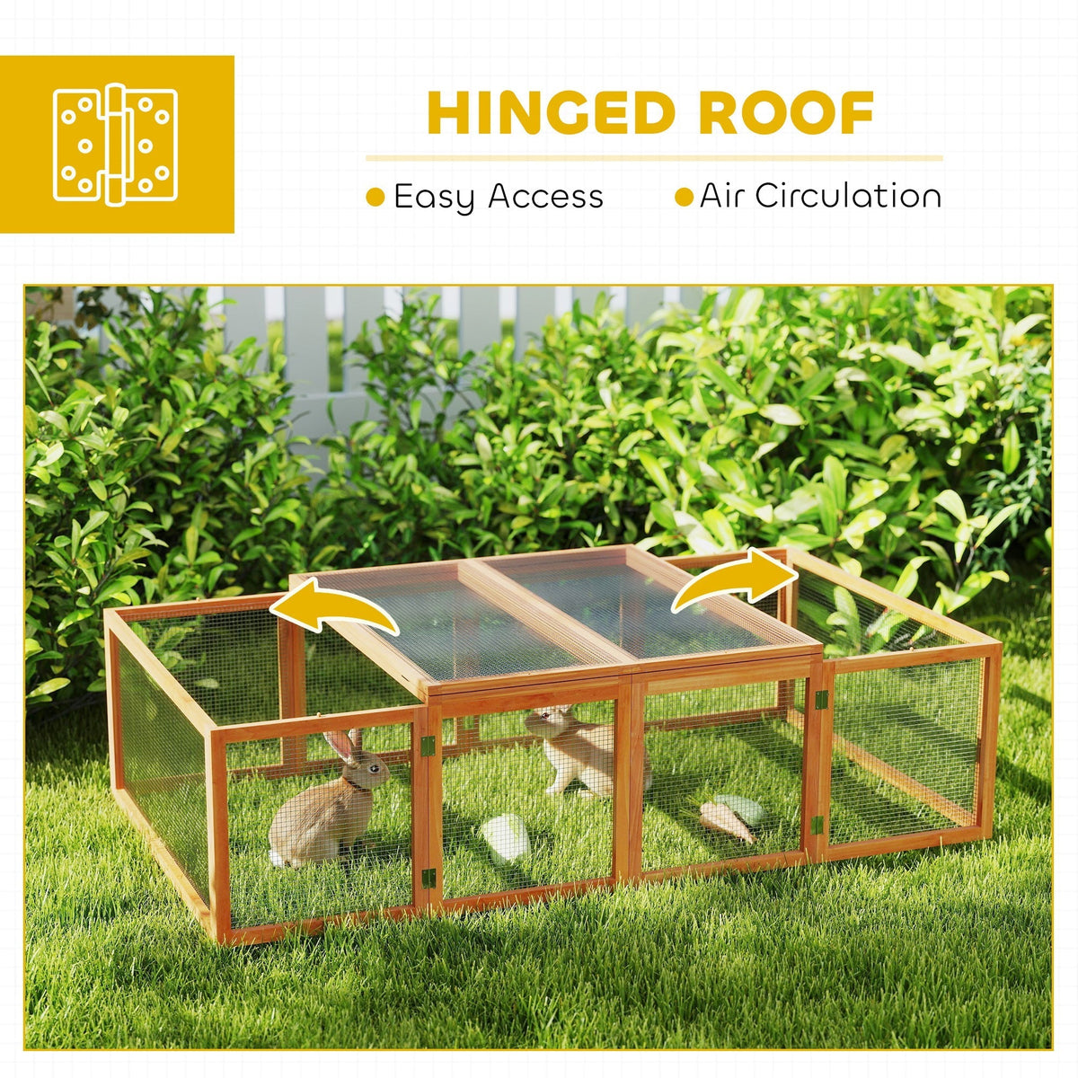 PawHut Big Hutches for Rabbits - 6ft Wooden Spacious Outdoor Rabbit Hutch for Pet Rabbits, Natural Wood