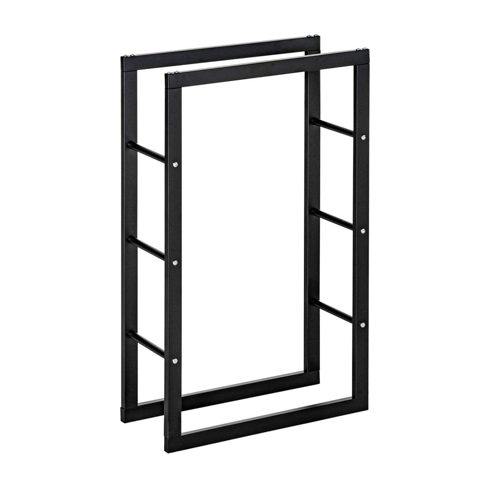 HOMCOM Metal Firewood Log Holder Tall Firewood Rack Indoor Outdoor Fireplace Wood Storage Shelf with Side Rails