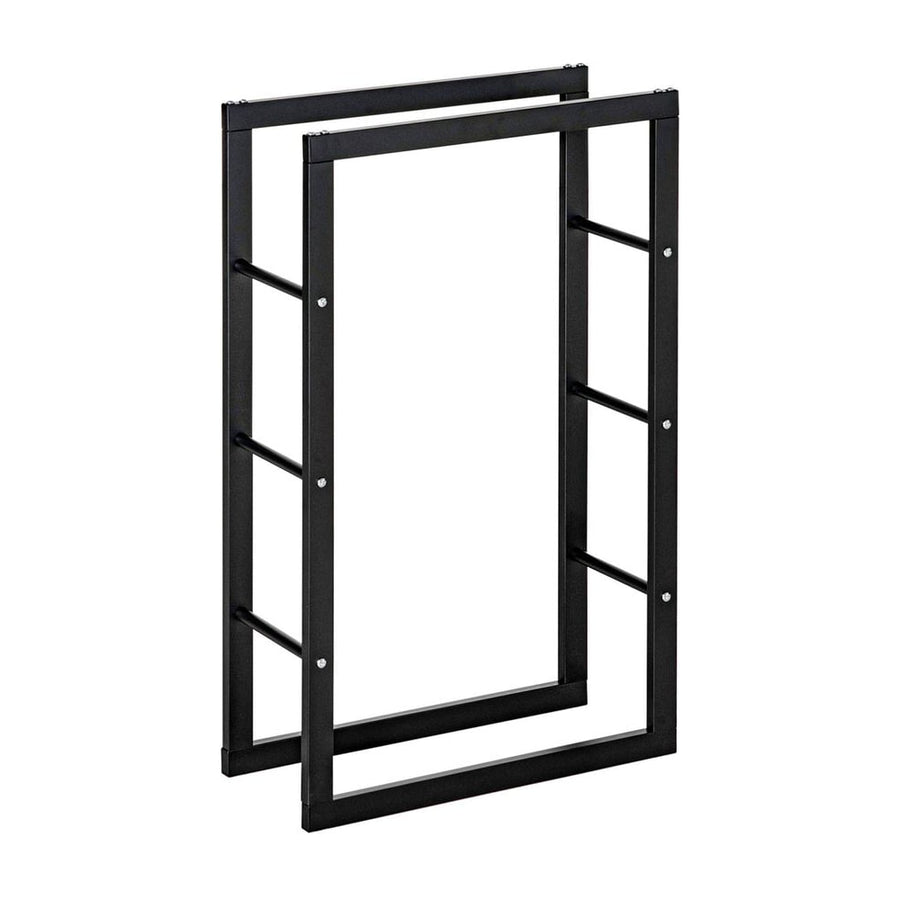 HOMCOM Metal Firewood Log Holder Tall Firewood Rack Indoor Outdoor Fireplace Wood Storage Shelf with Side Rails