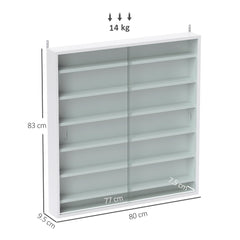 HOMCOM Six Shelf Display Cabinet, with Glass Doors - White