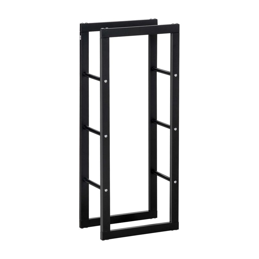 HOMCOM Metal Firewood Log Holder Tall Firewood Rack Indoor Outdoor Fireplace Wood Storage Shelf with Side Rails