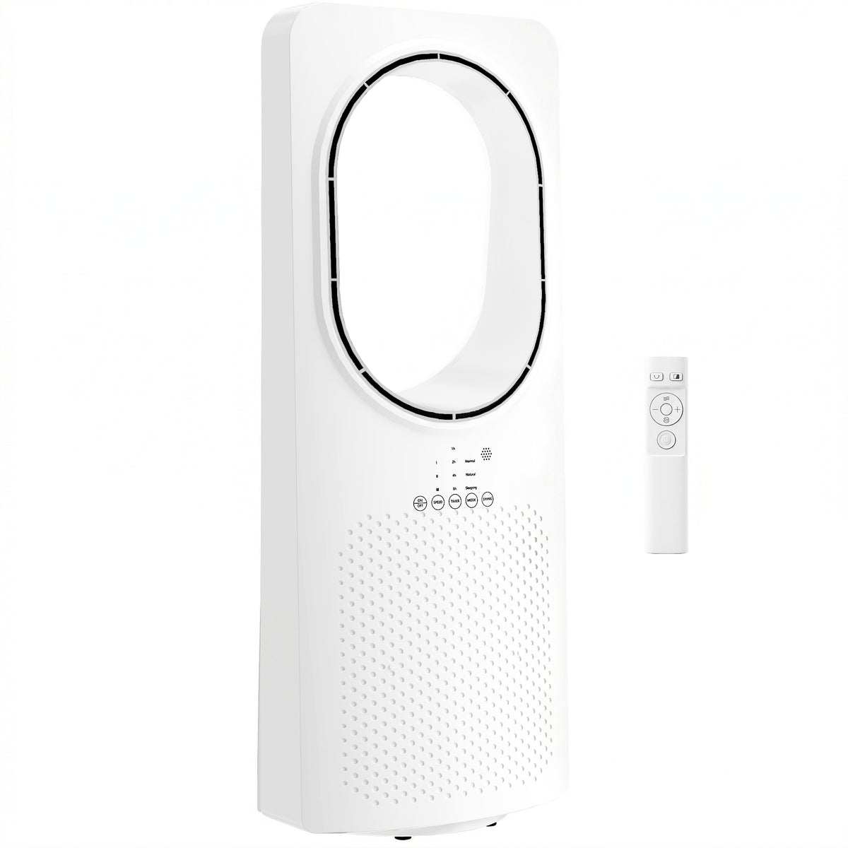 HOMCOM Bladeless Tower Fan for Bedroom, 36dB Standing Cooling Fan with Oscillating, 3 Speeds, 3 Modes, 15H Timer, White