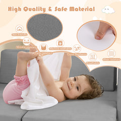 8-Piece Modular Kids Play Couch with Machine-washable Covers-Grey