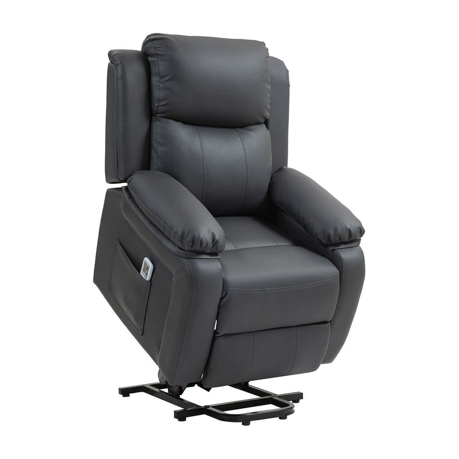 HOMCOM Riser and Recliner Chair with Vibration Massage, PU Leather Power Lift Chair for Elderly, Dark Grey