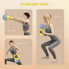 SPORTNOW 4KG Soft Kettlebell, Kettle Bell with Non-Slip Handle for Home Gym, Weight Lifting, Strength Training, Yellow/Grey