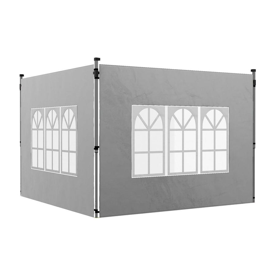 Outsunny Gazebo Side Panels, Sides Replacement with Window for 3x3(m) or 3x4m Pop Up Gazebo, 2 Pack, Grey