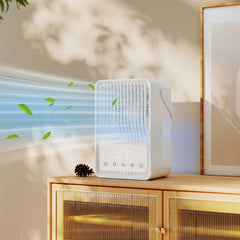 HOMCOM Portable Air Conditioner, 4-in-1 Mini Air Cooler with 3 Wind Speed, 2 Mist Mode, 7 Colour RGB Light, White