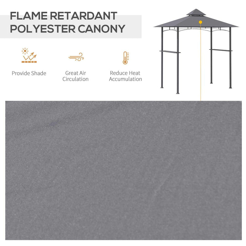 (8ft) New Double-Tier BBQ Gazebo Grill Canopy Barbecue Tent- Grey - Infyniti Home