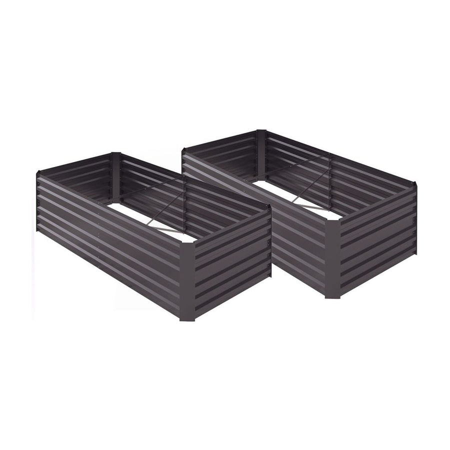 Outsunny Set of 2 Raised Beds for Garden, Galvanised Steel Outdoor Planters with Multi-reinforced Rods for Vegetables