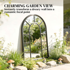 Outsunny Arched Mirror, Shatterproof Acrylic Windowpane Wall Mounted Mirror with Robust Metal Frame, 71 x 51 cm, Black