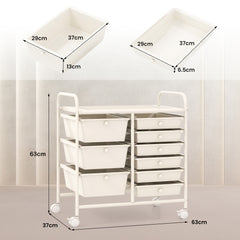 9-Drawer Rolling Storage Cart Tools Scrapbook Paper Organizer-White