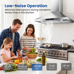 90 cm Wall Mount Range Hood 744 km/h-Sliver