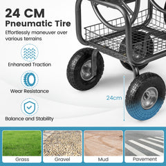 90 m of 16 mm Large Capacity Garden Hose Reel Cart-Grey