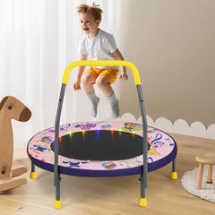90 cm Folding Mini Trampoline for Kids with Lights and Padded Safety Cover-Pink