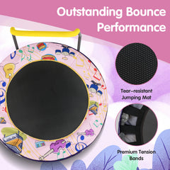 90 cm Folding Mini Trampoline for Kids with Lights and Padded Safety Cover-Pink