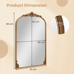 90 x 61cm Antiqued Gold Wall Mirror with Baroque Ornate Frame-M