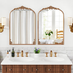 90 x 61cm Antiqued Gold Wall Mirror with Baroque Ornate Frame-M