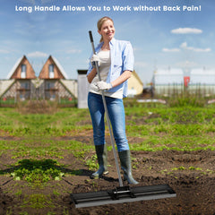 75/91/106 x 25cm Lawn Leveling Rak with Ergonomic Handle-91 x 25 cm-Black